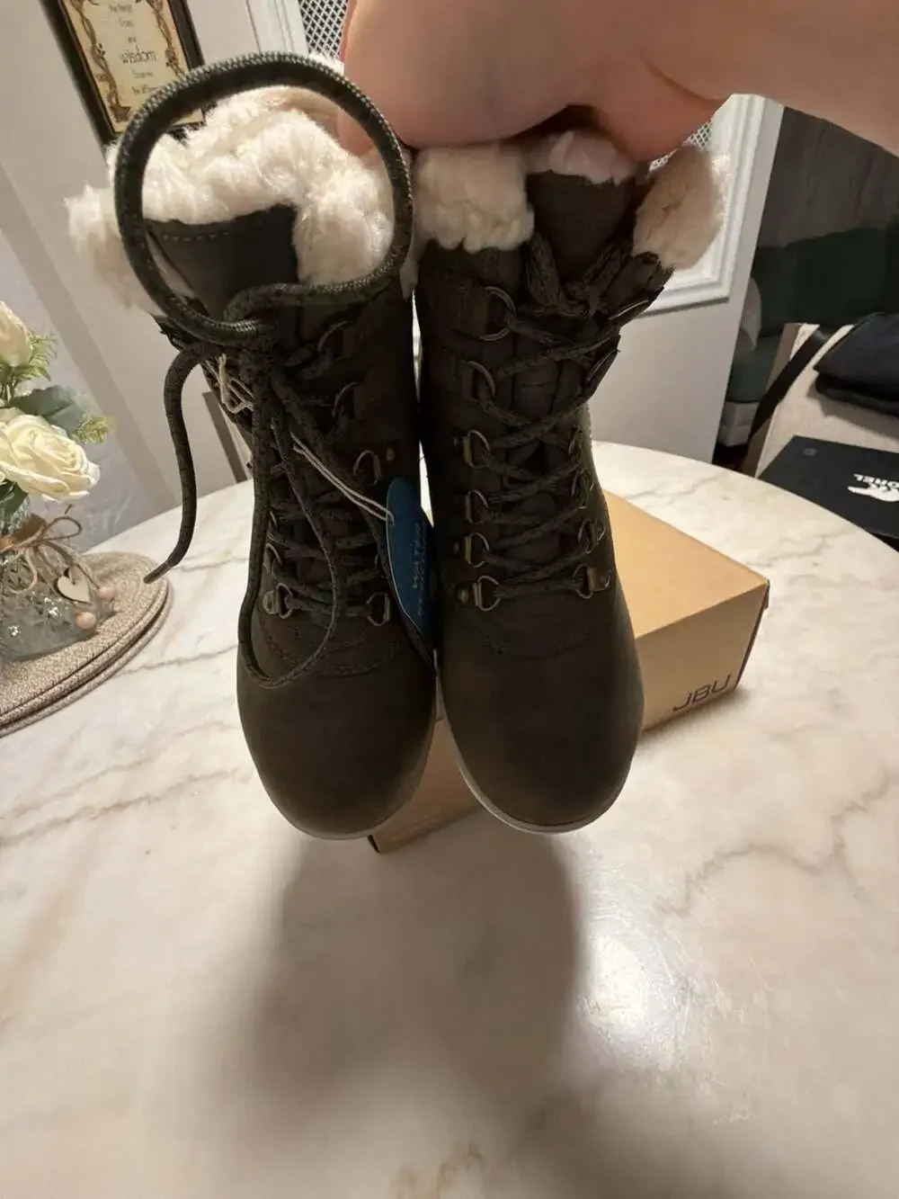 JBU by Jambu Women's Blue Creek Water Resistant Olive Lace-Up Winter Boots